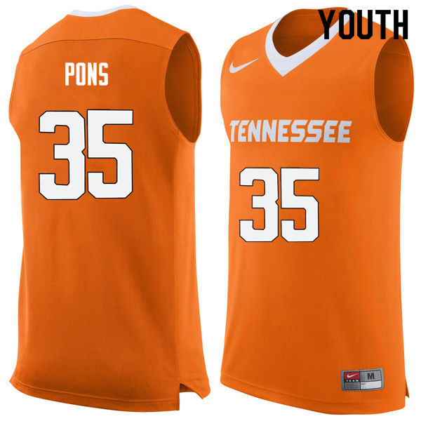 Youth #35 Yves Pons Tennessee Volunteers College Basketball Jerseys Sale-Orange
